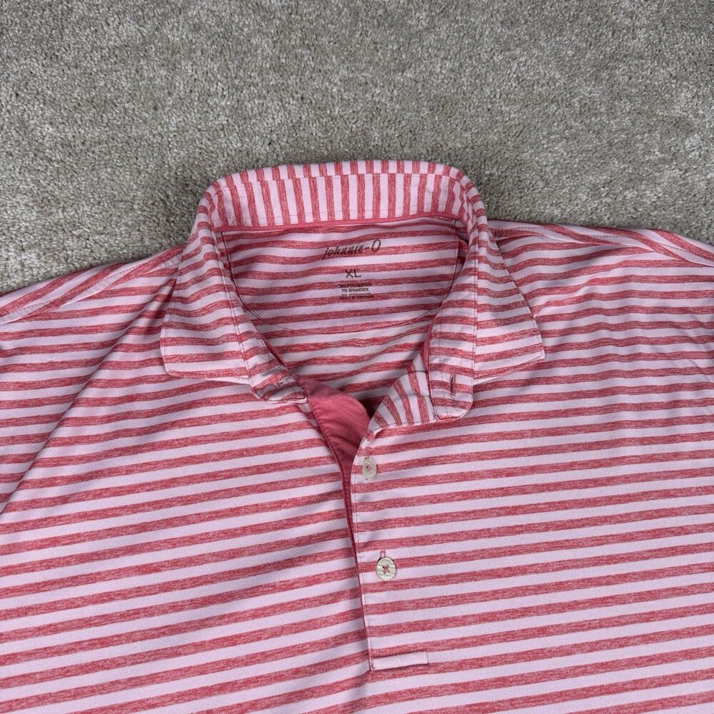 Johnnie-O Golf Polo Shirt Lightweight Pink Summer Striped Comfort Mens Size XL